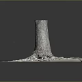 Natural Wooden Tree Stump Structure With Detailed Stone Texture Base 3d model
