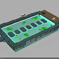 Natural Pond Scene With Blue Water Lily Pads Stone Stepping Stones And Wooden Platform