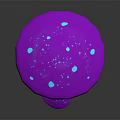 Purple Mushroom with Fluorescent Blue Spots and Small Base Mushroom in Decorative Plant