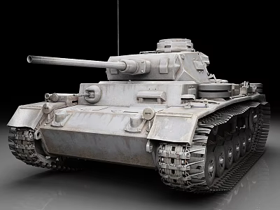 Vintage Military Tank With Rustic Exterior Tread And Long Cannon Turret 3d model