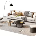 Modern Living Room Sofa Coffee Table Set With Pillows Rug And Floor Lamp