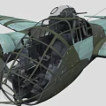 Vintage World War II Fighter Aircraft With Green Gray Camouflage Paint And Twin Propellers