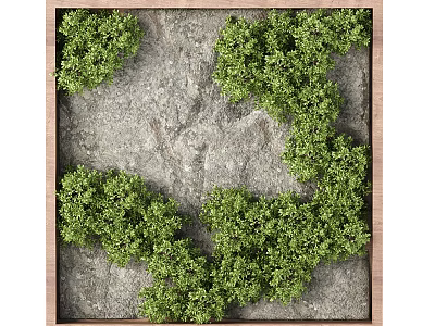 Landscape Wall Design With Lush Green Plants And Natural Stone Surface 3d model