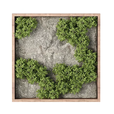 Landscape Wall Design With Lush Green Plants And Natural Stone Surface 3d model
