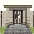 New Chinese Style Gate Villa Gate Small Courtyard Gate 3d model