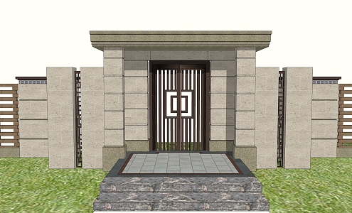 New Chinese Style Gate Villa Gate Small Courtyard Gate 3d model