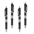 Black and Silver Retractable Pens with Sleek Design and Clip for Office Use