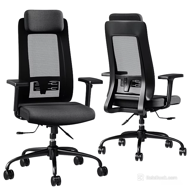 Ergonomic Office Chair With Mesh Back Adjustable Armrests And Rolling Wheels 3d model 