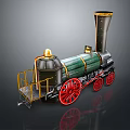 Vintage Model Train Design With Green Body Black Smoke Stack Red Wheels And Gold Accents