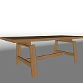 Minimalist Oak Wood Dining Table With Simple Design And Unique Leg Structure 3d model