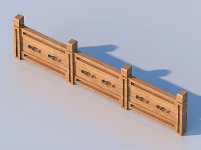 Wooden Railings With Segmented Design And Decorative Carvings On Vertical Posts 3d model
