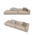 Modern Beige Two Seater Sofa With Comfortable Gray And Striped Pillows 3d model