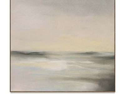 Abstract Painting With Soft Gray Beige Pale Yellow Tones And Horizontal Lines 3d model