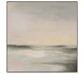 Abstract Painting With Soft Gray Beige Pale Yellow Tones And Horizontal Lines