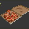 Open Pizza Box With Sliced Pizza Topped With Tomato Sauce Cheese And Toppings