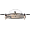 Tactical Weapon Drone With Four Propellers Transparent Dome And Gray Orange Body