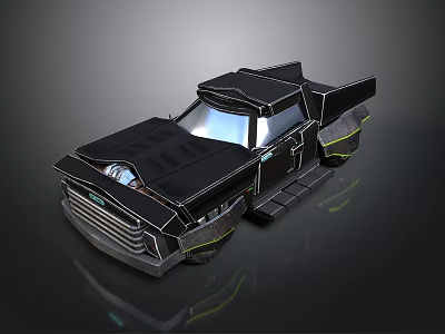 Futuristic Black Truck 3D Model With Sleek Body Aerodynamic Shape And Headlights 3d model