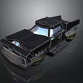 Futuristic Black Truck 3D Model With Sleek Body Aerodynamic Shape And Headlights