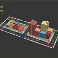 Colorful Miniature City Model Featuring Various Colored Buildings Roads And Green Areas