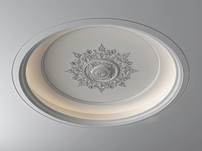 European-style French ceiling plaster lamp panel 3d model