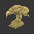 Eagle Taxidermy Featuring Brown Feathers White Head Red Beak Red Talons Stone Base Dark Background