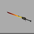 Fantasy Sword With Gradient Red Yellow Blade Serrated Edge And Striped Handle