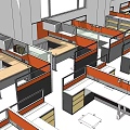 Modern Public Office Space With Open Layout Workstations Desks Dividers And Windows 3d model