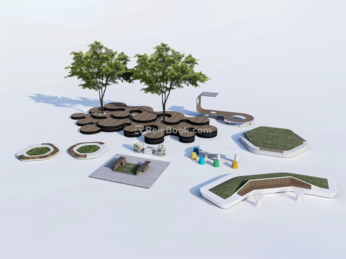 Modern Tree Pool Tree Pool Sitting Stool Flower-bed Sitting Stool Combination Sitting Stool Multi-functional Gallery Rack 3d model