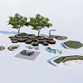 Modern Tree Pool Tree Pool Sitting Stool Flower-bed Sitting Stool Combination Sitting Stool Multi-functional Gallery Rack 3d model
