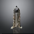 Man Wearing Layered Long Dress With Ruffled Hem On Gray Background