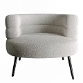Modern Light Gray Fluffy Armchair With Curved Backrest And Metal Legs Design