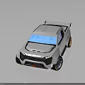 Silver Concept Pickup Truck with Blue Windshield and Orange Rims Modern Aerodynamic Exterior Design