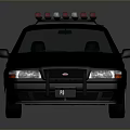Dark Colored Police Sedan With Red And Blue Emergency Lights And Shiny Surface
