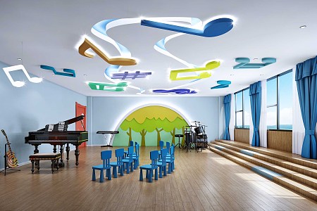 Modern Kindergarten Music Classroom Dance Classroom 3d model