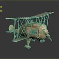 Rustic Vintage Biplane Model With Detailed Wings And Propeller For Aerospace Collectors