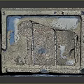 Ruined Cubic Architectural Structure With Weathered Brick Surface And Broken Openings