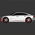 Sleek Silver Audi Sports Car With Red Wheels And Modern Front Design