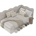 Modern Linen Fabric Sofa Bed With Decorative Pillows And Throw Blanket Multiple Color Options