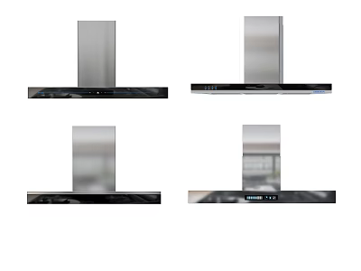 Stainless Steel Kitchen Range Hoods With Black Panel Different Styles For Modern Kitchens 3d model
