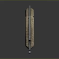 Stainless Steel Tactical Knife With Textured Wooden Handle And Circular Blade Cutouts