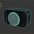 Rockpulse Audio Speaker With Dark Textured Surface And Circular Blue Logo