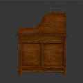 Traditional Wooden Desk With Green Writing Surface Ornate Carvings Metal Accents And Drawers