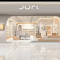 JURI Modern Retail Store Interior With Display Shelves Seating And Glass Front