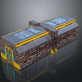 Modern Industrial Office Corridor With Metal Material And Yellow Decorative Accents