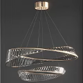 Modern Spiral Crystal Chandelier With Glass Panels And Metal Frame Design