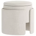 Modern Light Beige Fabric Stool With Upholstered Seat For Living Room Decor