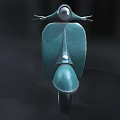 Light Blue Vintage Scooter With Classic Retro Design Illuminated By Spotlight