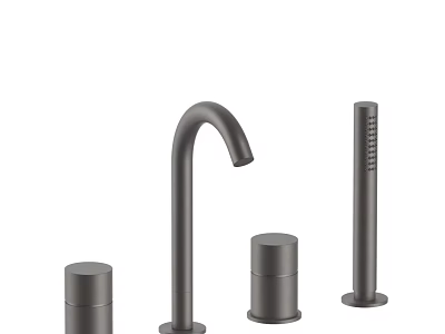 Modern Matte Black Bathroom Faucet With Curved Spout And Control Knobs 3d model