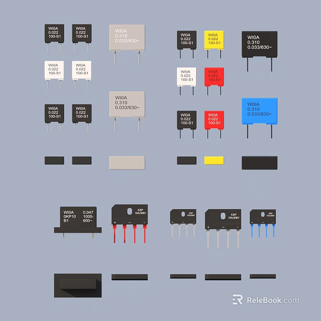 Various Colored Volta Battery Products For Daily Household Use And Applications 3d model 