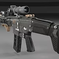 Tactical Rifle With Optical Scope Tactical Flashlight And Modern Military Design